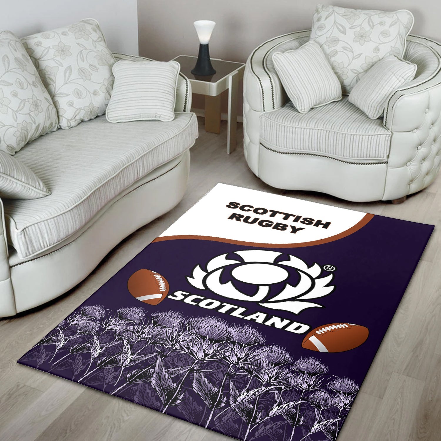 Scotland Rugby Union Area Rug - Thistle Flower Purple Original - LT20 - Vibe Hoodie Shop