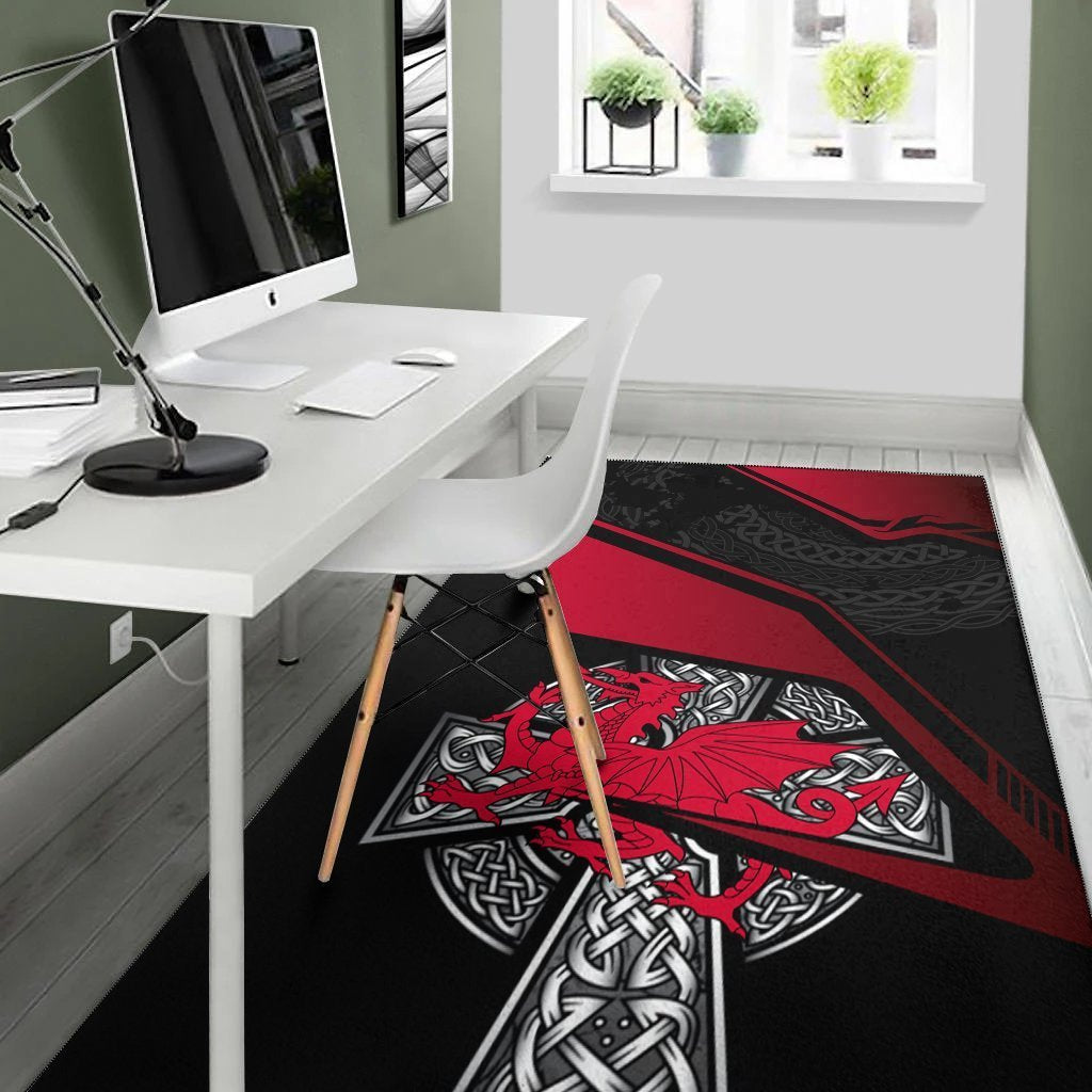 Wales Celtic Area Rug - Celtic Cross and Welsh - Vibe Hoodie Shop