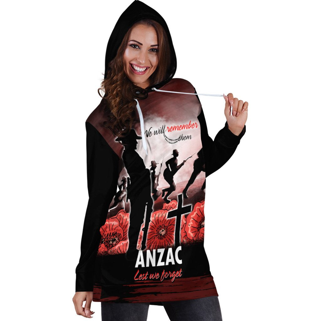 ANZAC Day Hoodie Dress - We Will Remember Them Special Version - Vibe Hoodie Shop