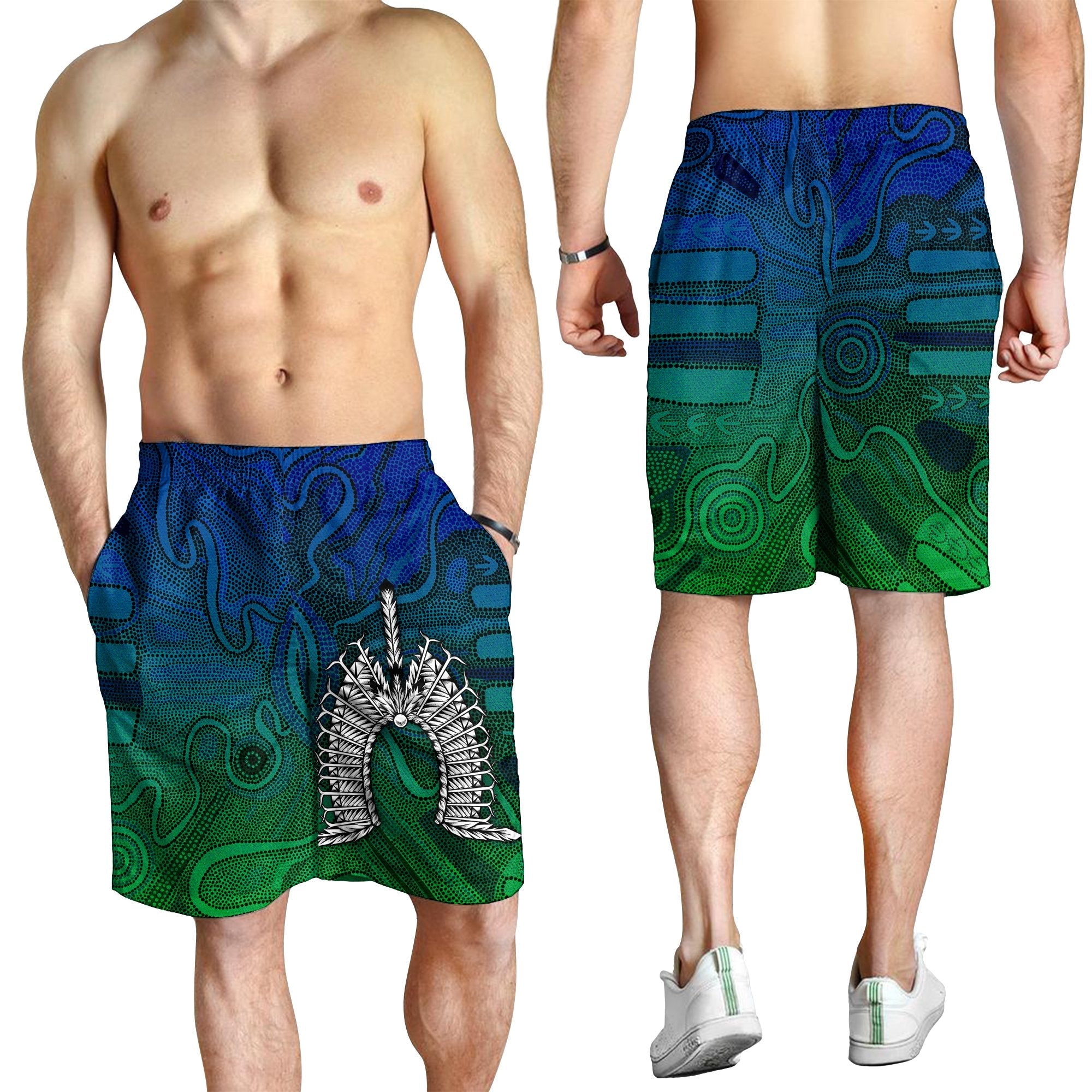 Torres Strait Islanders Men's Shorts - Dhari Mask - Vibe Hoodie Shop