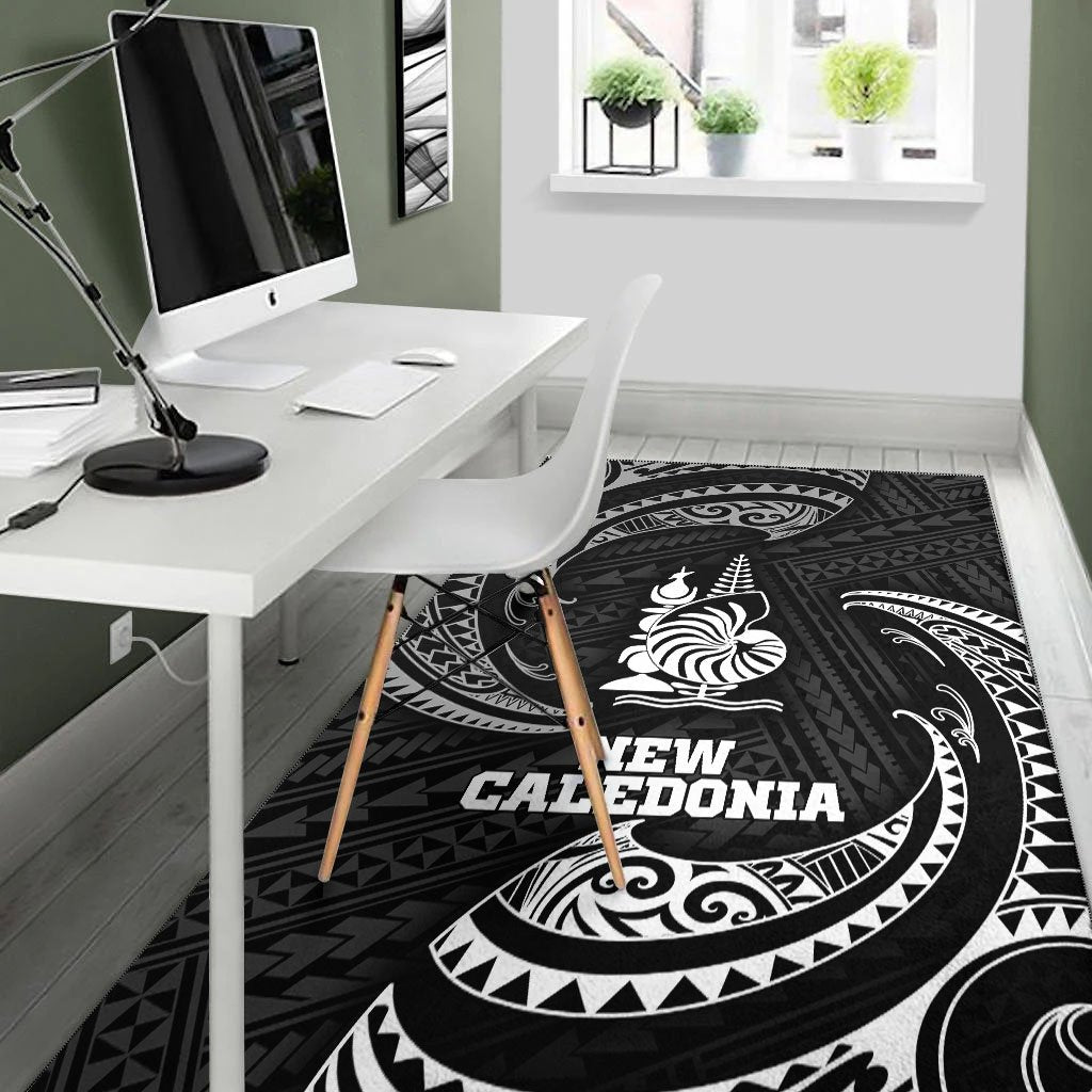 New Caledonia Polynesian Area Rug - White Tribal Wave - Vibe Hoodie Shop