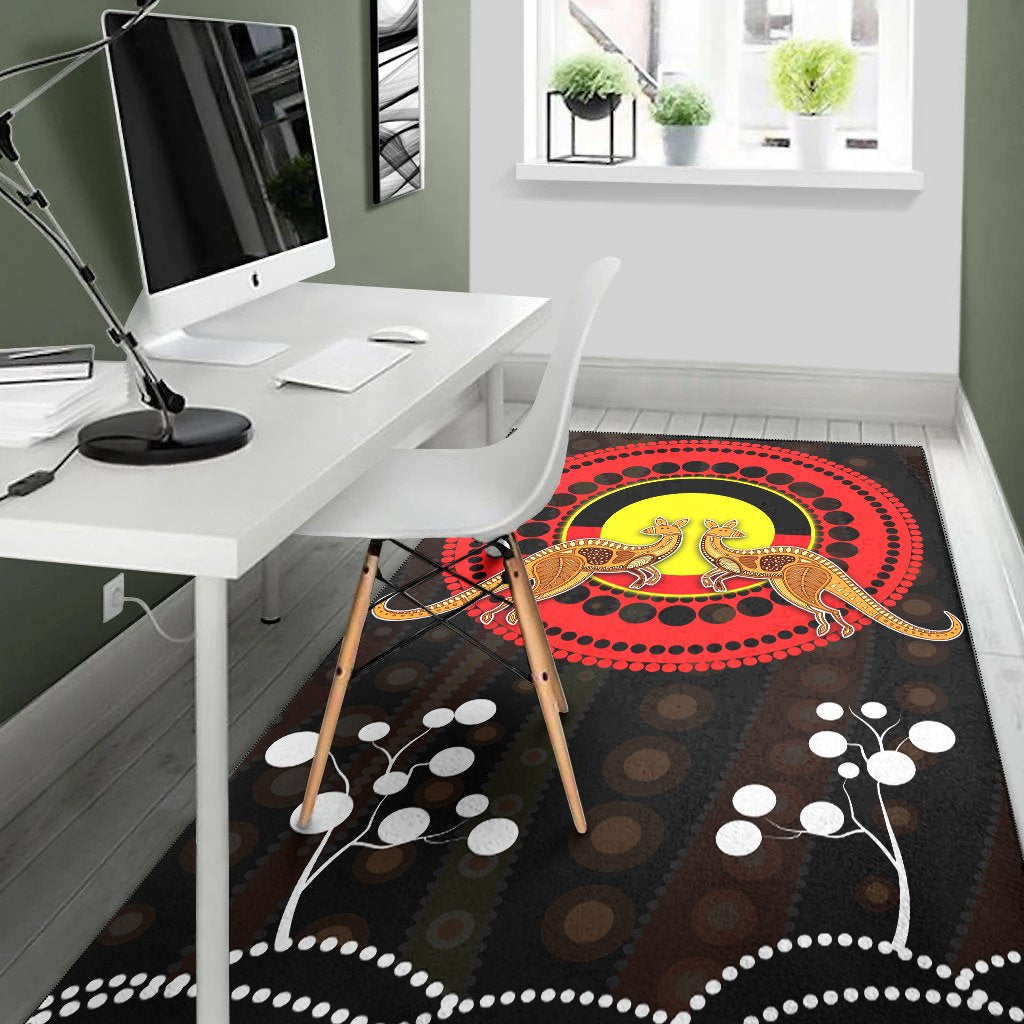 Aboriginal Area Rug - Kangaroo and Aboriginal flag - Vibe Hoodie Shop