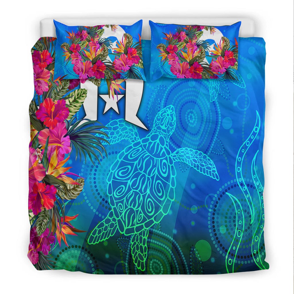 Bedding Set - Torres Strait Blue Sea With Hibiscus - Vibe Hoodie Shop