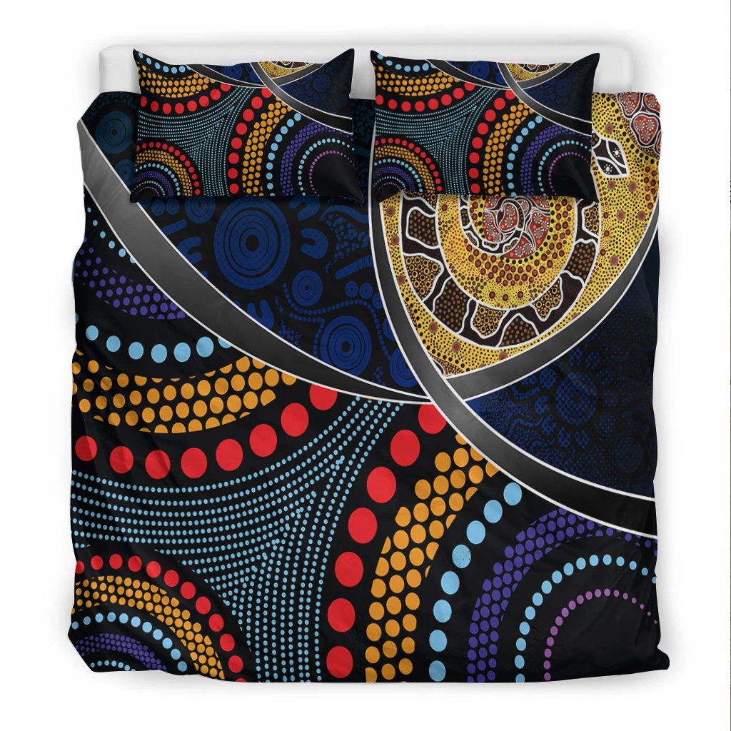 Australia Bedding Set - Aboriginal Dot Panting Art With Snake - Vibe Hoodie Shop