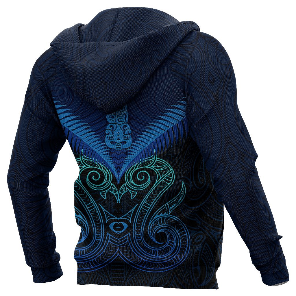 Maori Manaia New Zealand Zip Up Hoodie Blue - Vibe Hoodie Shop