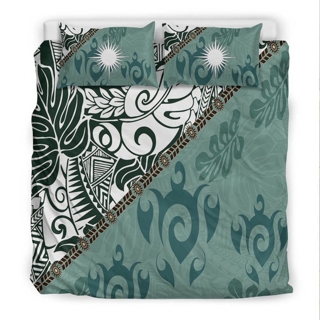 Marshall Islands Bedding Set - Leaves And Turtles - Vibe Hoodie Shop