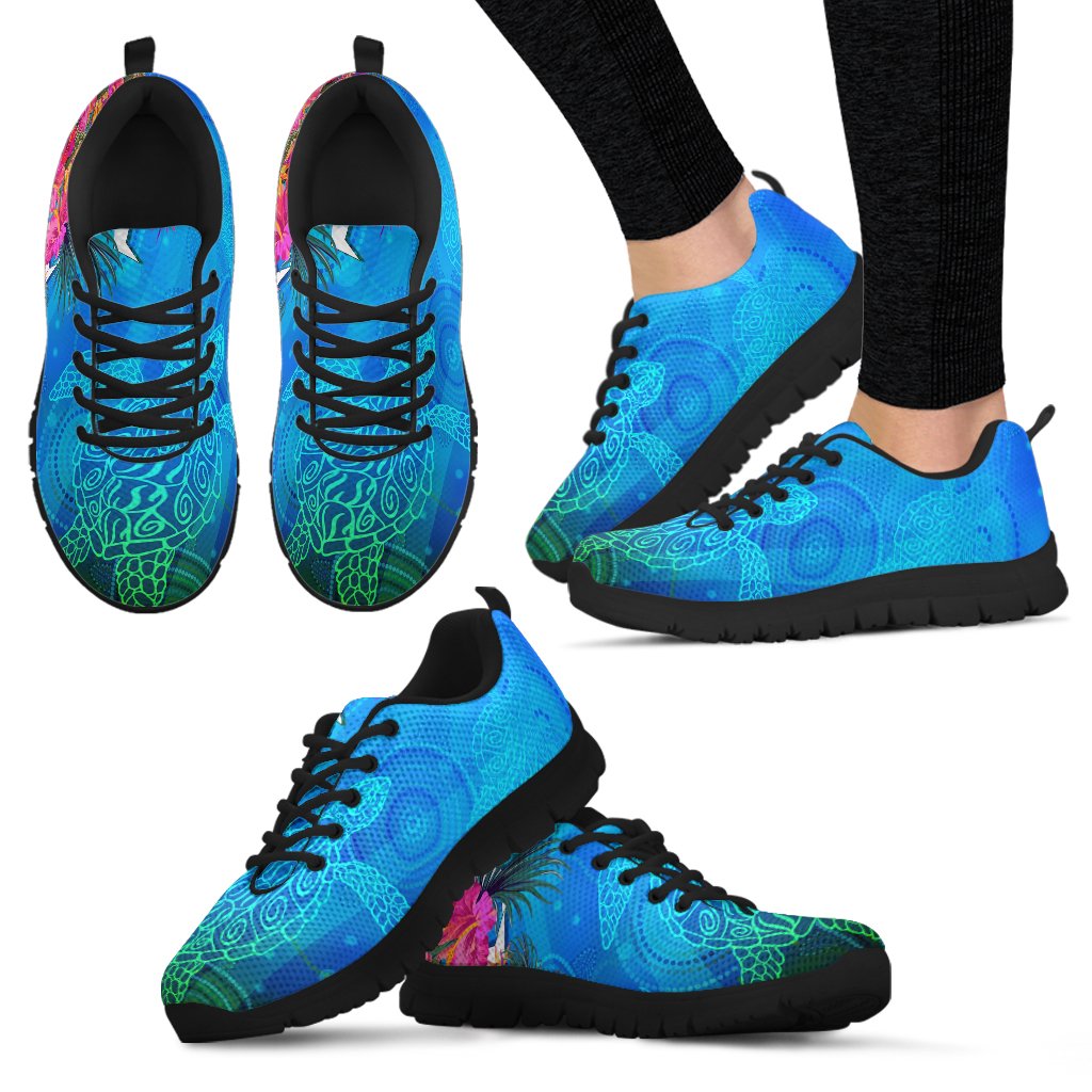 Sneakers - Torres Strait Blue Sea With Hibiscus - Vibe Hoodie Shop