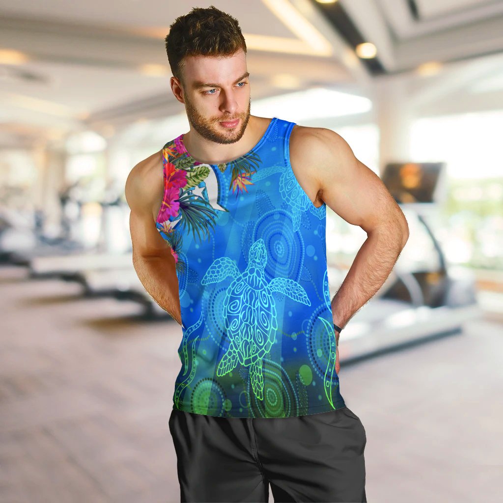 Men Tank Top - Torres Strait Blue Sea With Hibiscus - Vibe Hoodie Shop