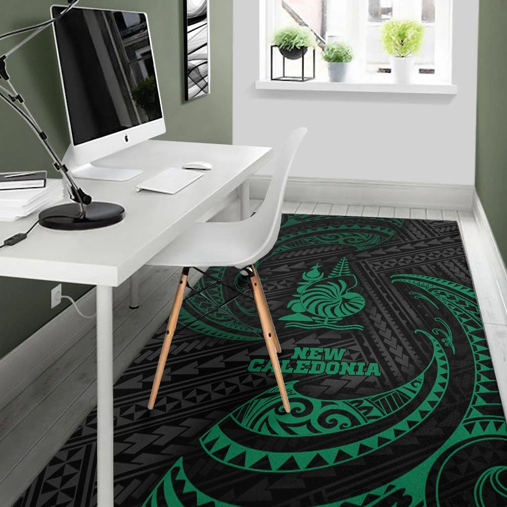 New Caledonia Polynesian Area Rug - Green Tribal Wave - Vibe Hoodie Shop