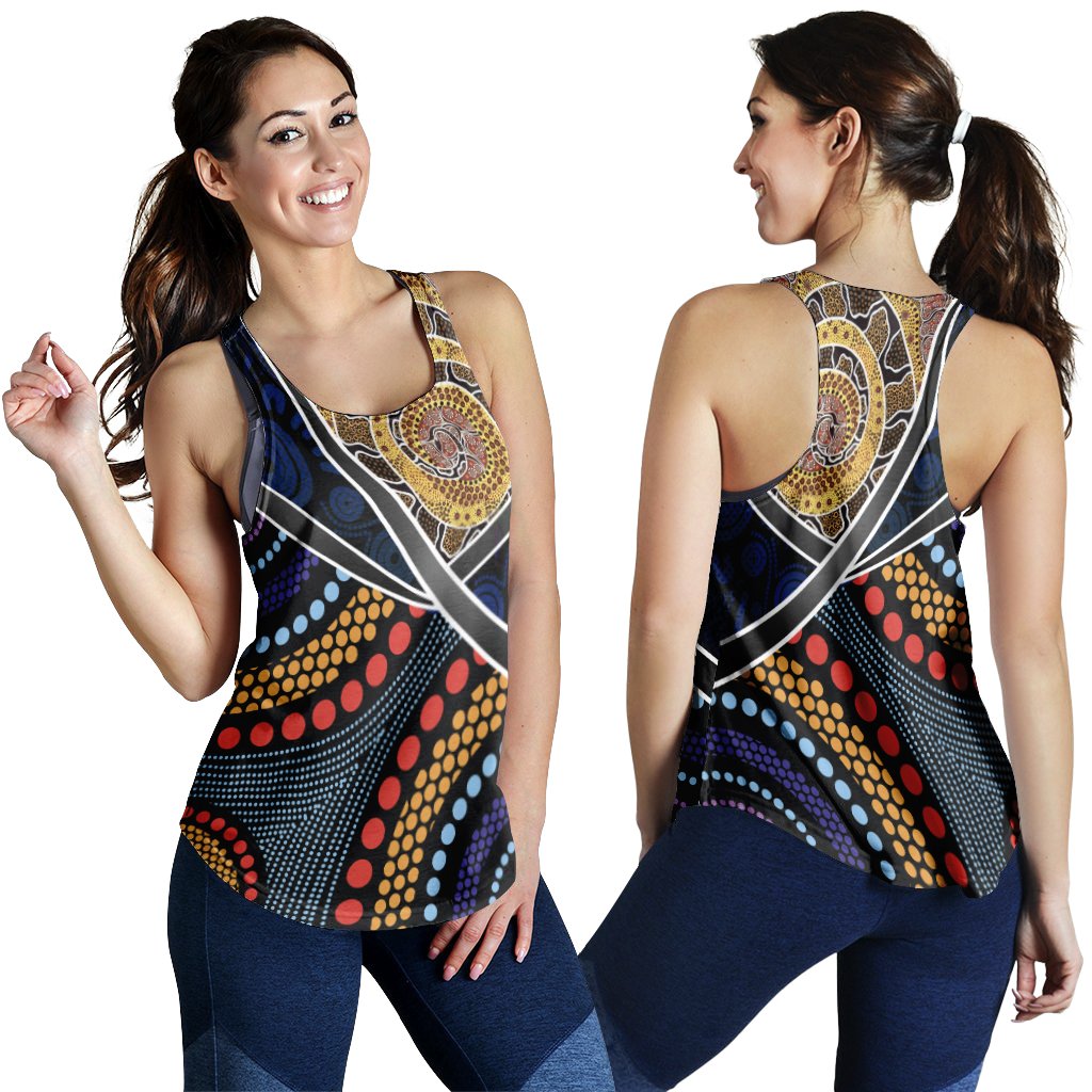 Australia Women Racerback Tank - Aboriginal Dot Panting Art With Snake - Vibe Hoodie Shop