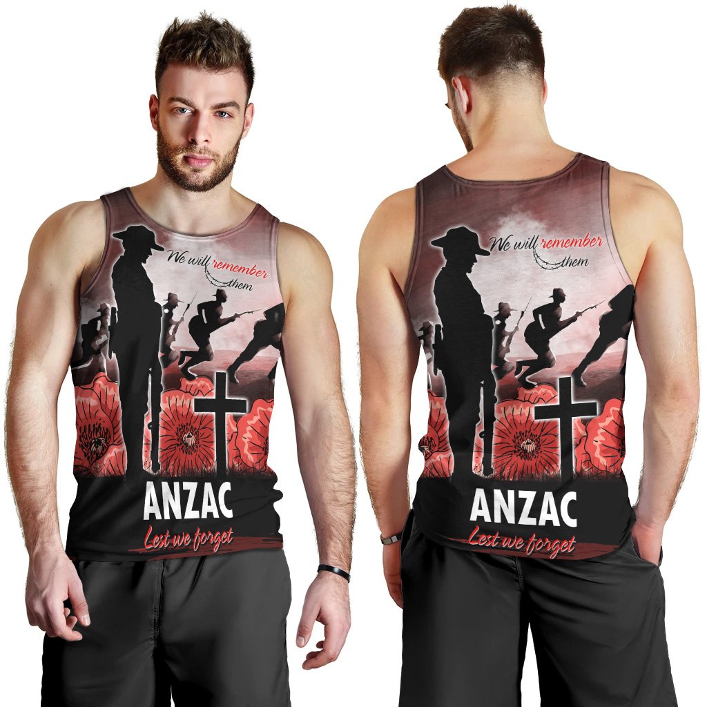 ANZAC Day Men's Tank Top - We Will Remember Them Special Version - Vibe Hoodie Shop