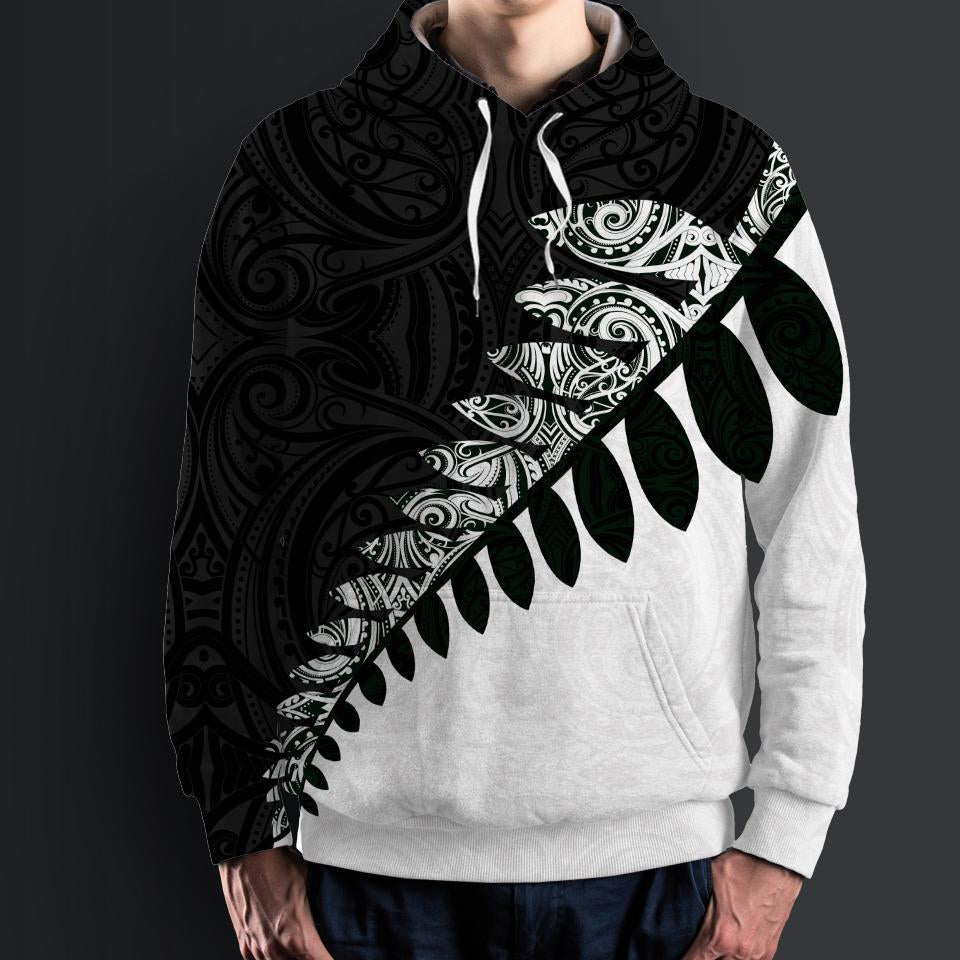 New Zealand Maori Hoodie, Silver Fern Pullover Hoodie - Vibe Hoodie Shop