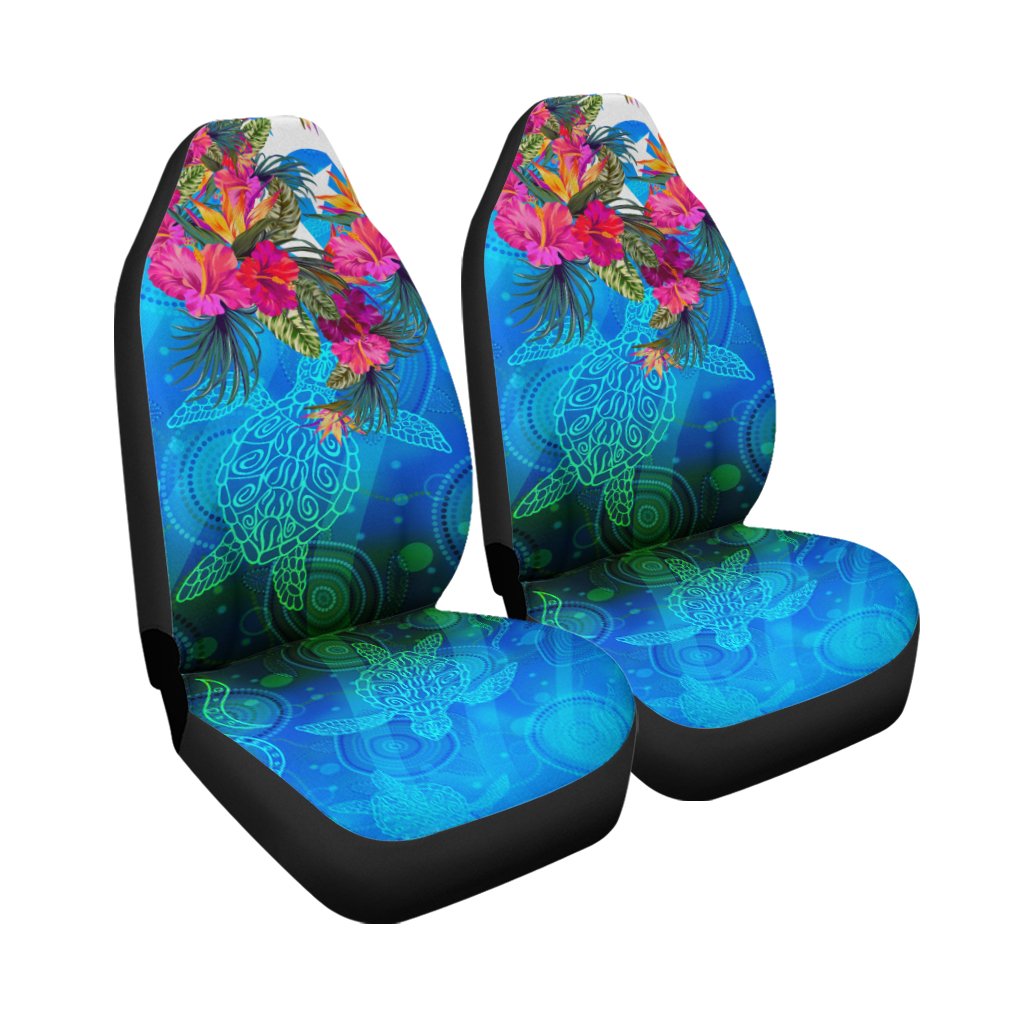 Car Seat Cover - Torres Strait Blue Sea With Hibiscus - Vibe Hoodie Shop