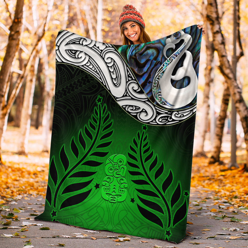 New Zealand Maori Premium Blanket - Manaia Paua Shell Glitter Green LT4 - Vibe Hoodie Shop