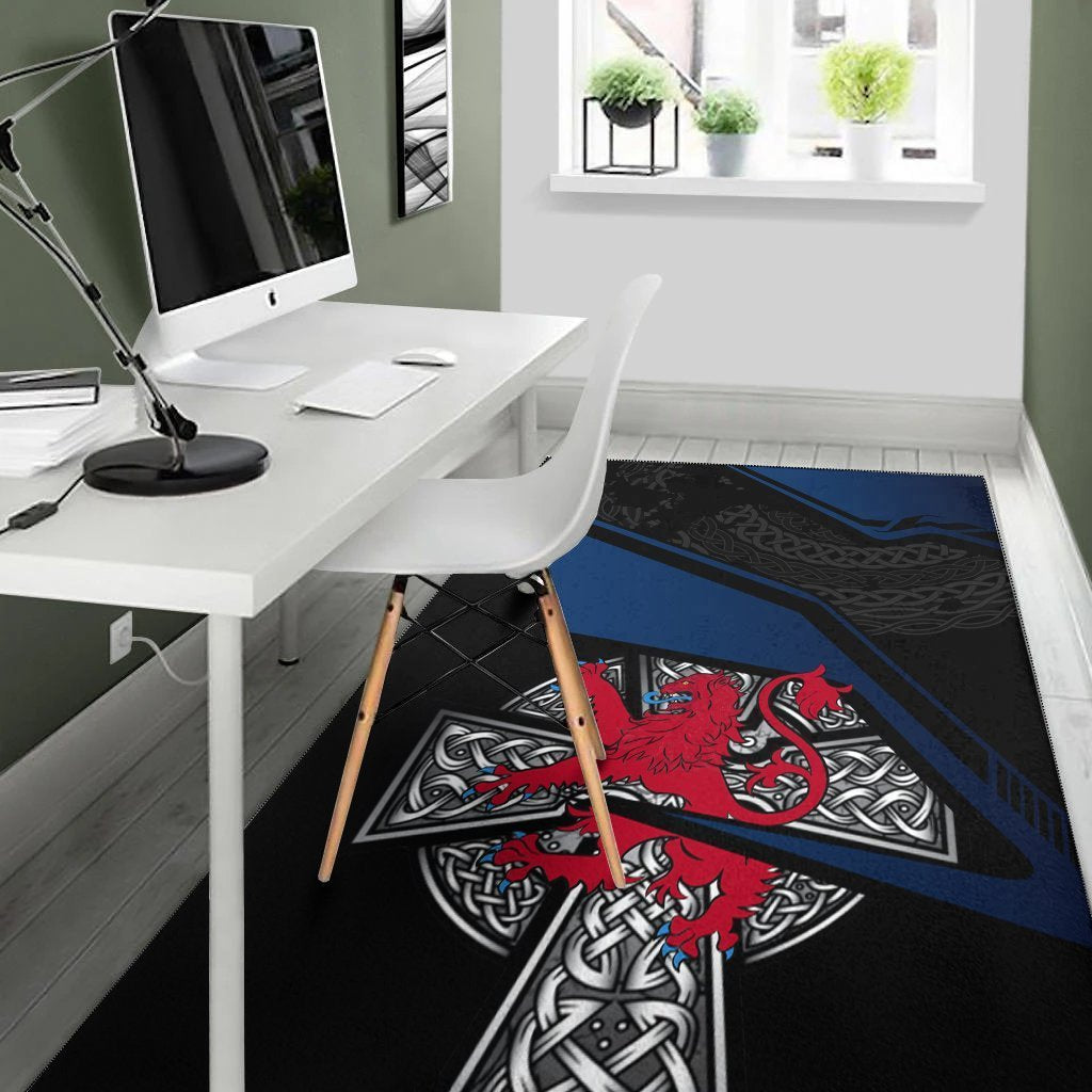 Scotland Celtic Area Rug - Celtic Cross and Lion - Vibe Hoodie Shop