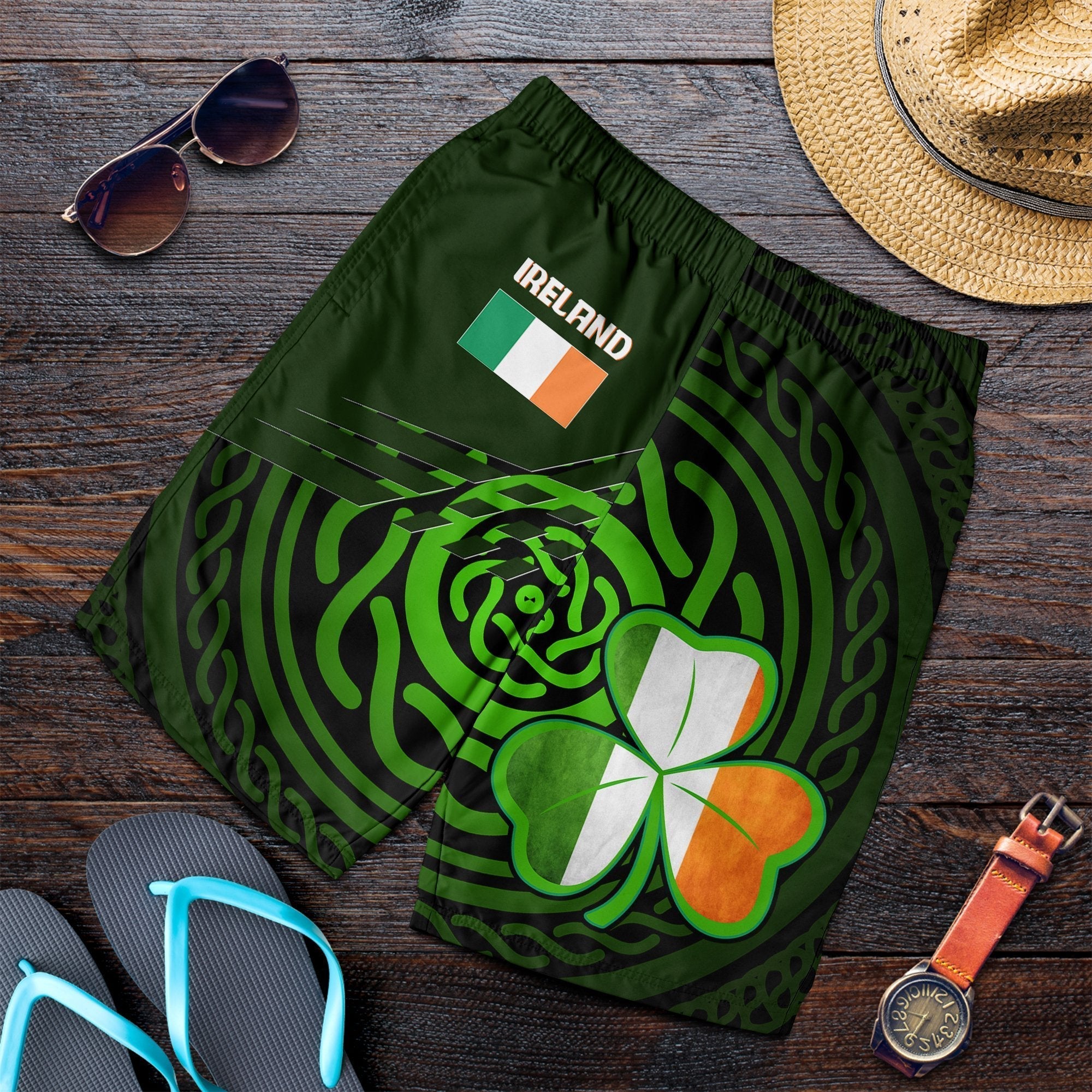 Ireland Men's Short - Ireland Symbol With Celtic Patterns - Vibe Hoodie Shop