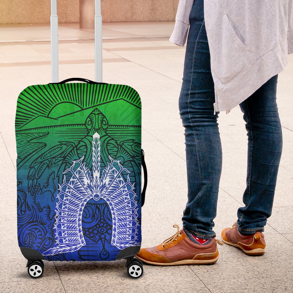 Torres Strait Islanders Luggage Cover - Turtle and Dhari Mask - Vibe Hoodie Shop