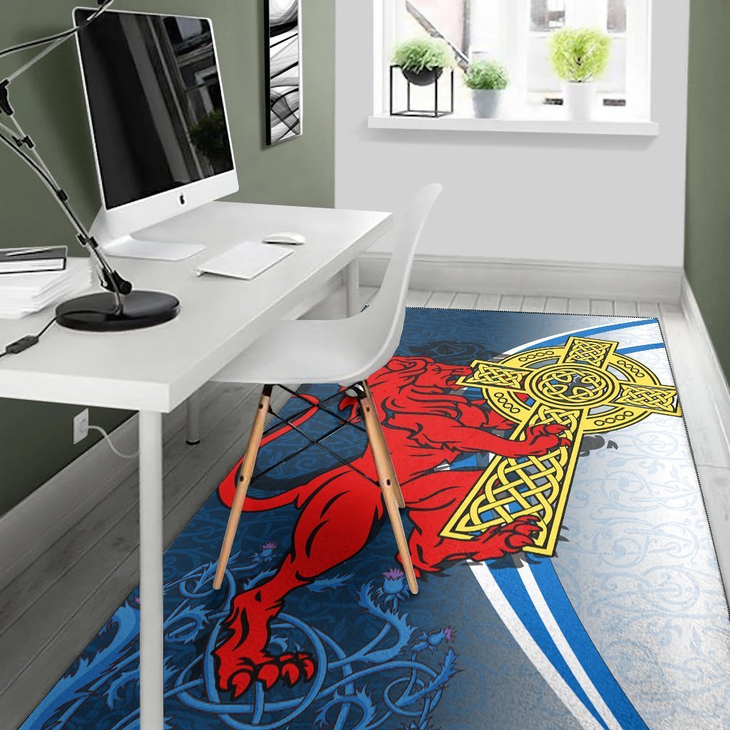 Scotland Area Rug - Scottish Lion With Celtic Cross - Vibe Hoodie Shop