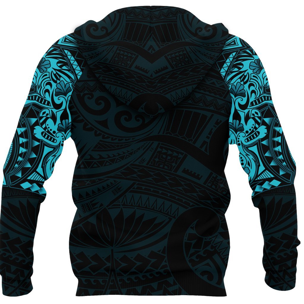 New Zealand Hoodie, Maori Tattoo Wolf Dragon Pullover Hoodie - Blue - Vibe Hoodie Shop