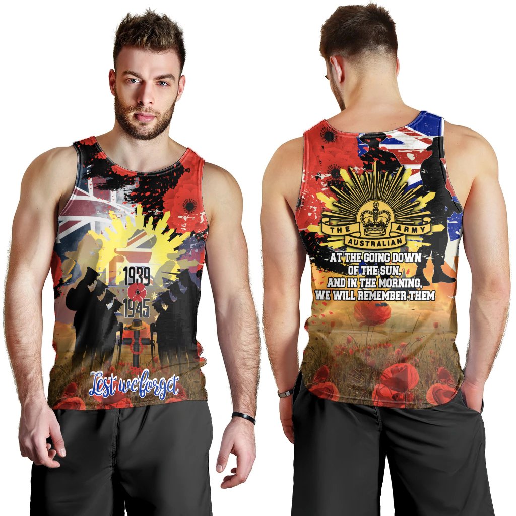 Men's Tank Top - ANZAC Day 2021 World War II Commemoration 1939 - 1945 - Vibe Hoodie Shop