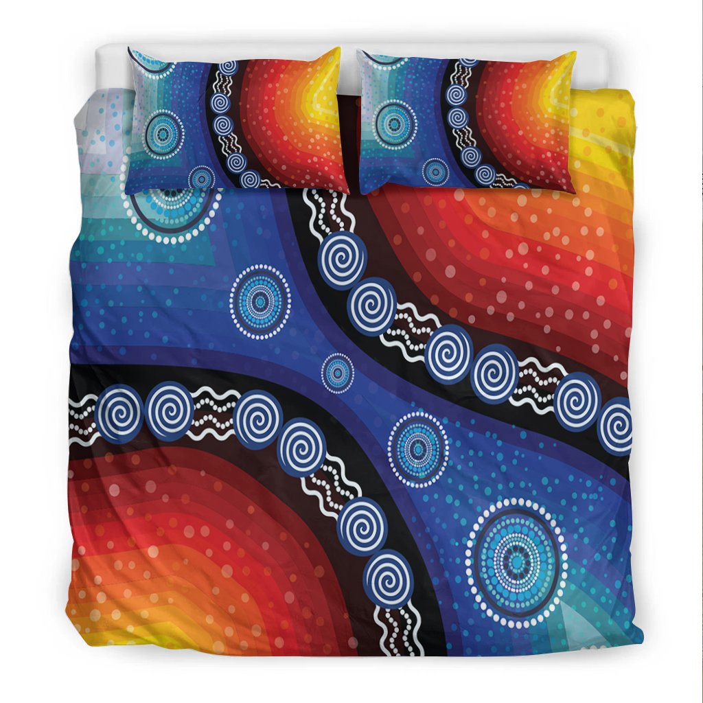 Bedding Set - Aboriginal Color Dot Painting - Vibe Hoodie Shop