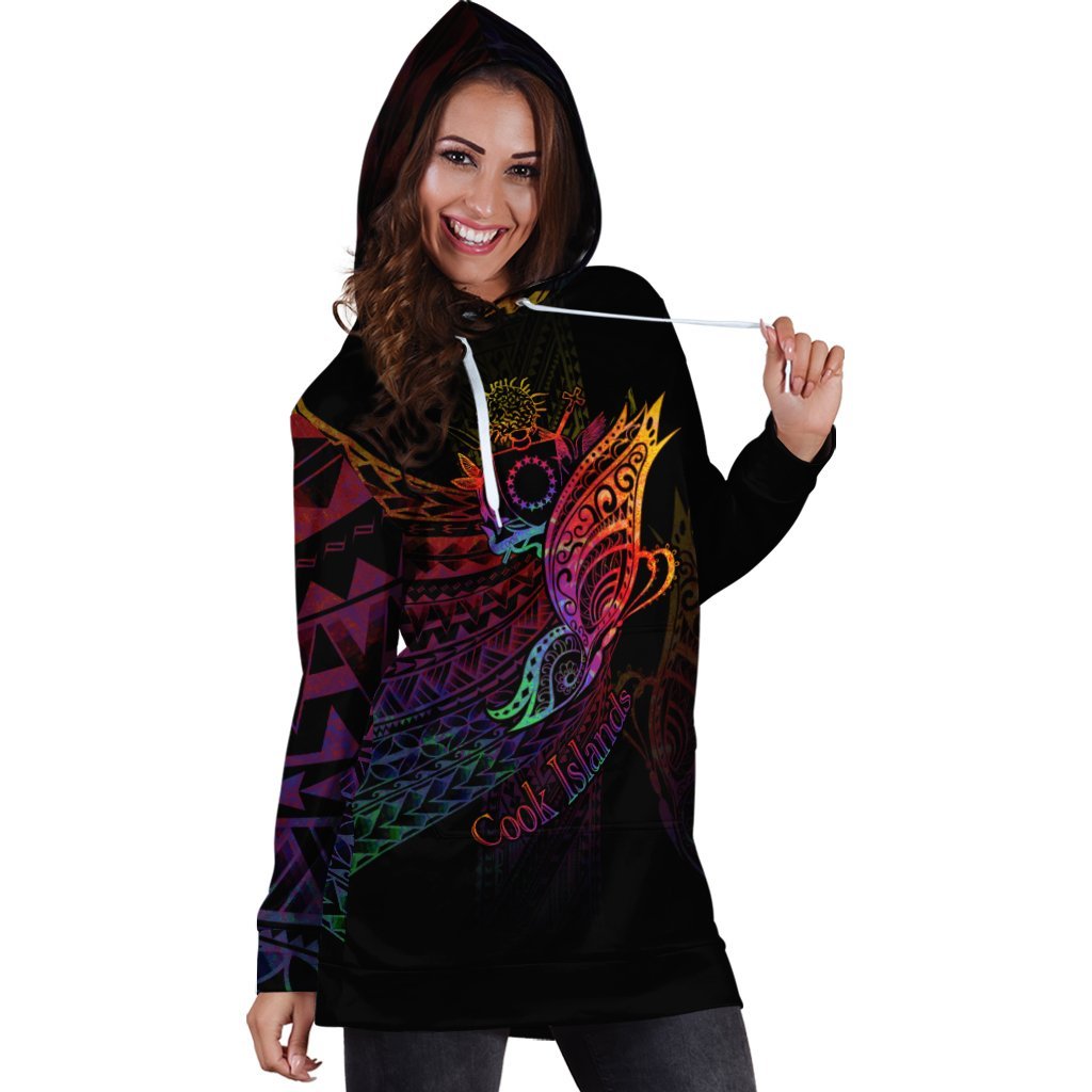 Cook Islands Hoodie Dress - Butterfly Polynesian Style - Vibe Hoodie Shop