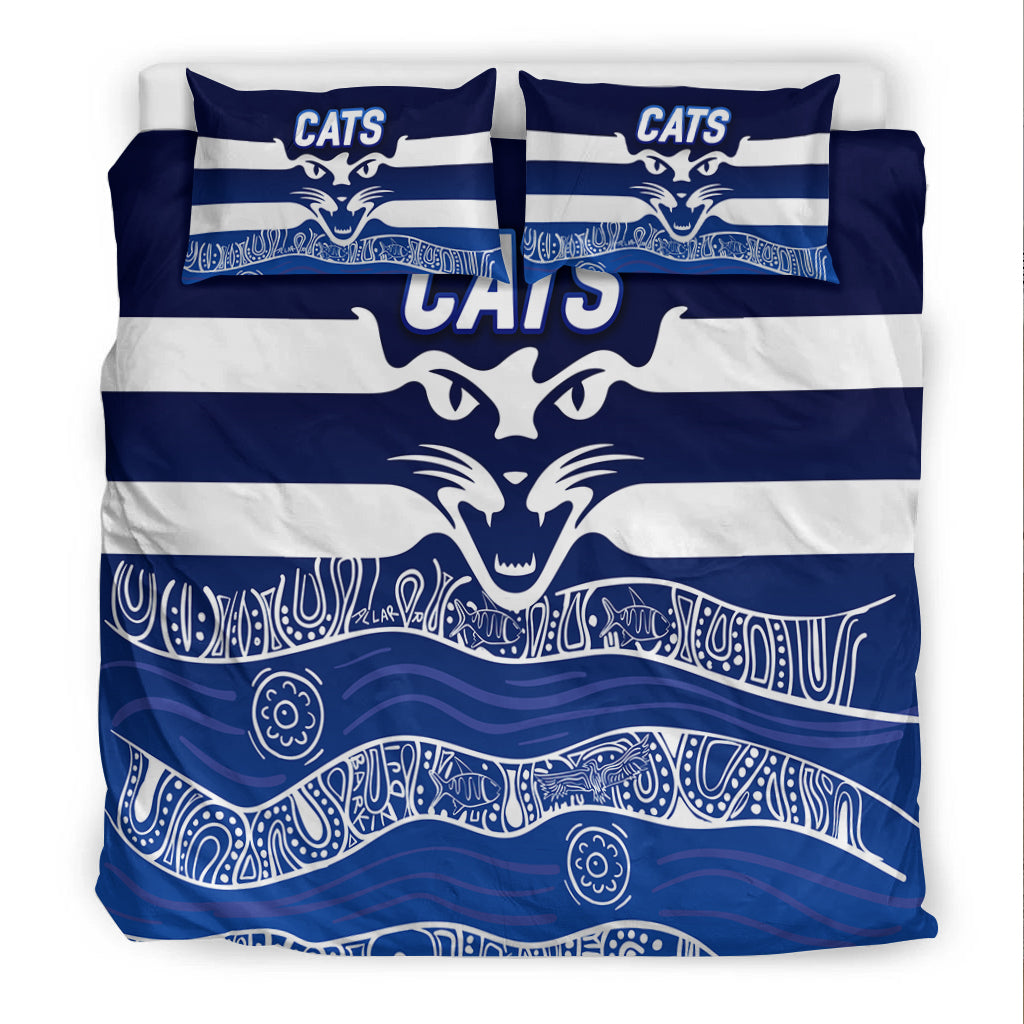 Cats Aboriginal Art Football Geelong Bedding Set - - Vibe Hoodie Shop