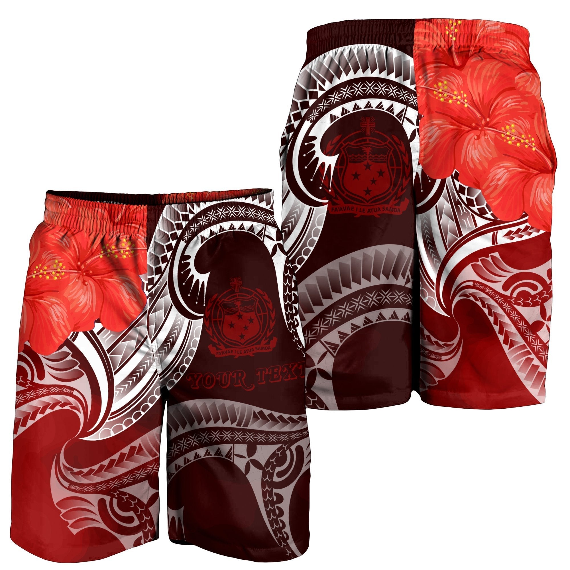 Samoa Custom Personalised Men's Shorts - Samoa Seal Wave Style (Red) - Vibe Hoodie Shop