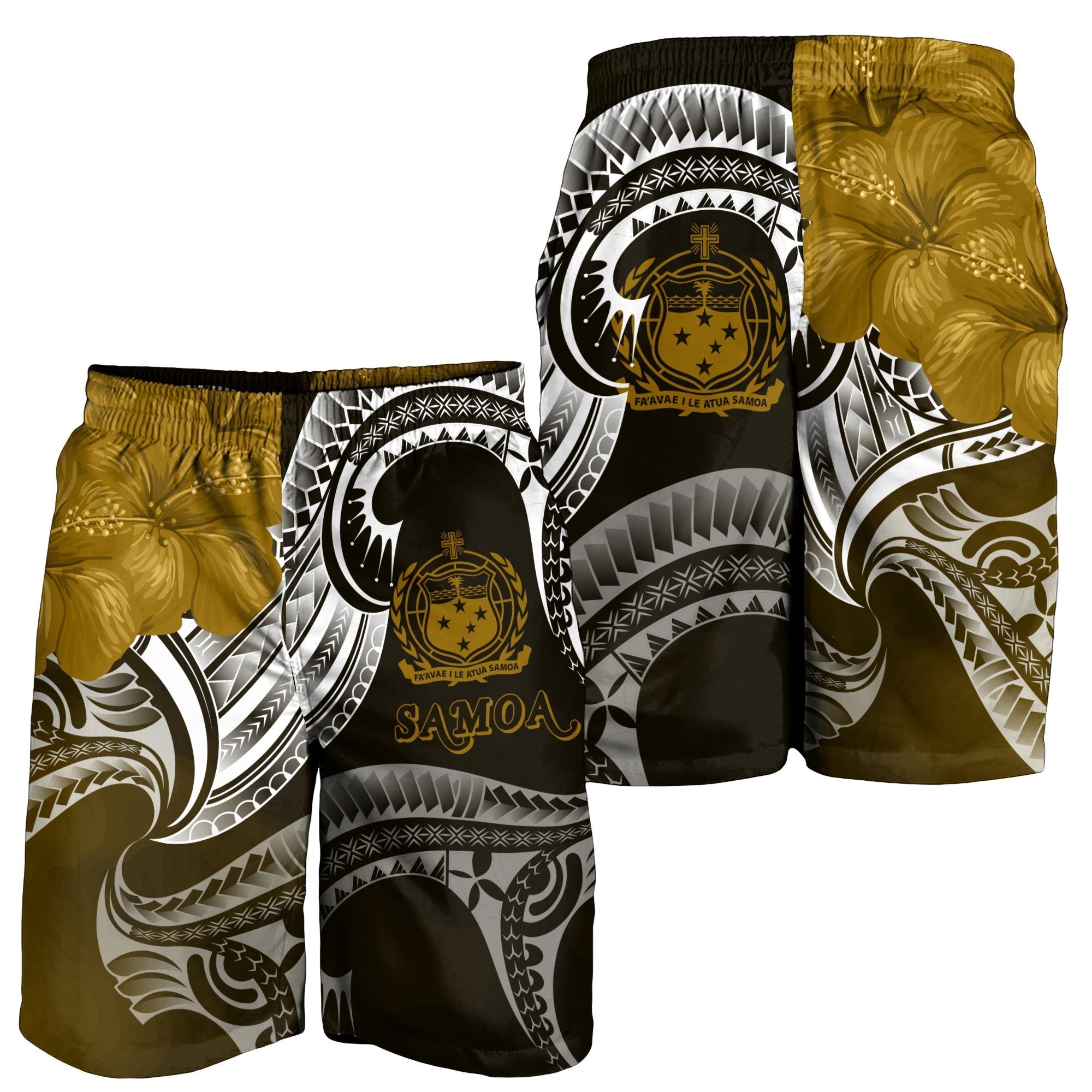 Samoa Men's Shorts - Samoa Seal Wave Style (Gold) - Vibe Hoodie Shop