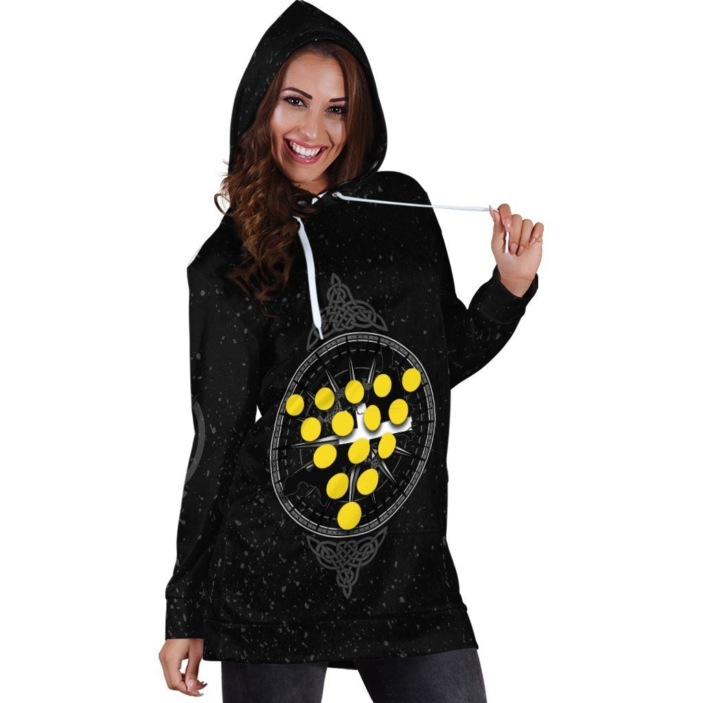 Cornwall Celtic Hoodie Dress - Celtic Compass With Cornish Symbols - Vibe Hoodie Shop