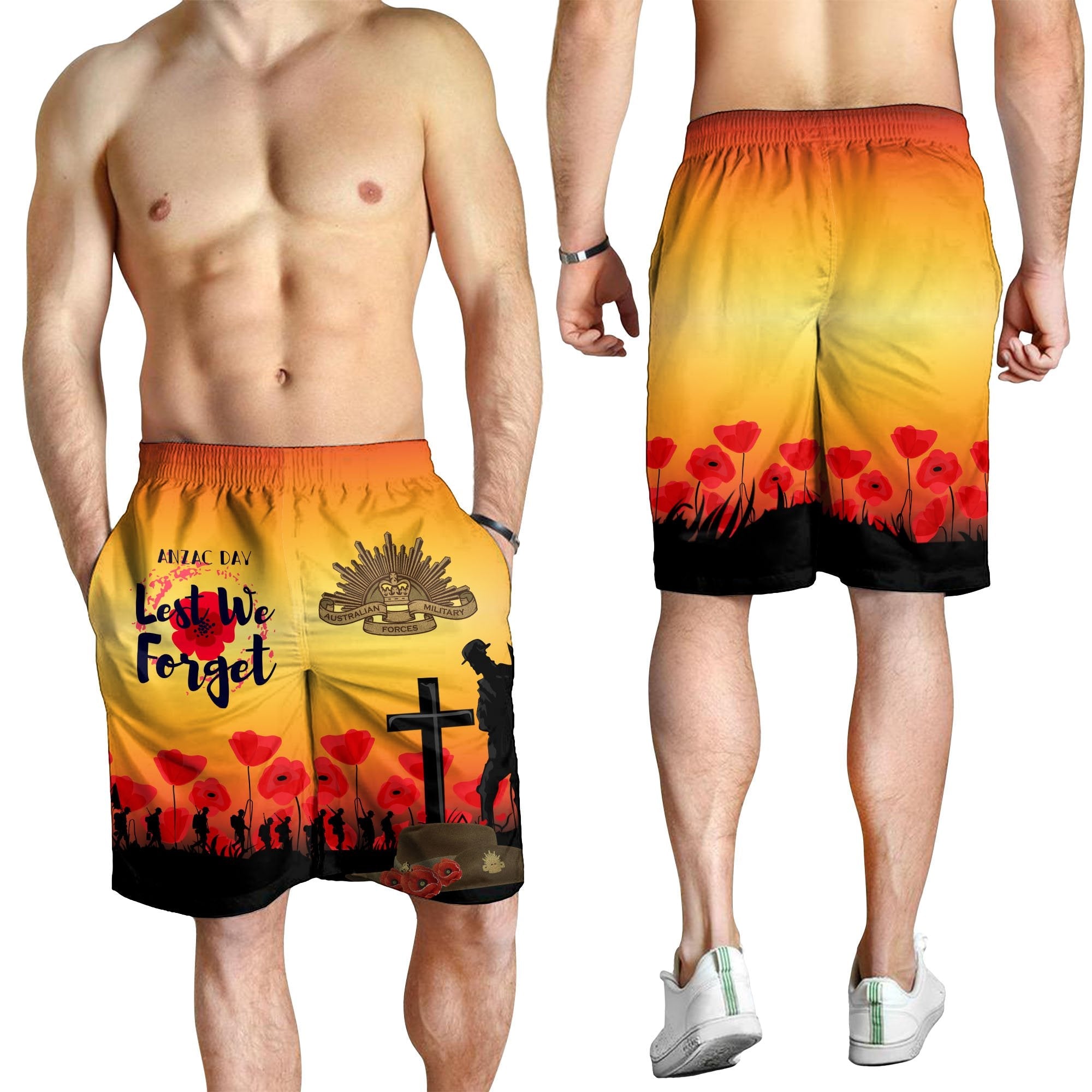 ANZAC Day Men's Shorts - Lest We Forget - Vibe Hoodie Shop