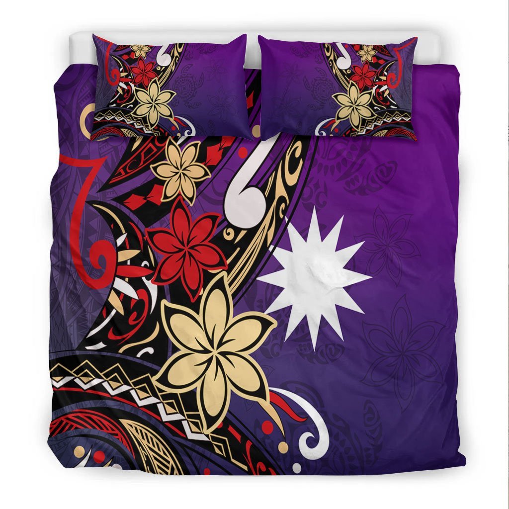 Nauru Bedding Set - Tribal Flower With Special Turtles Purple Color - Vibe Hoodie Shop