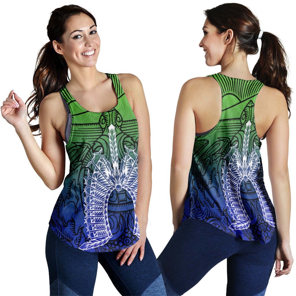 Torres Strait Islanders Women's Racerback Tank - Turtle and Dhari Mask - Vibe Hoodie Shop