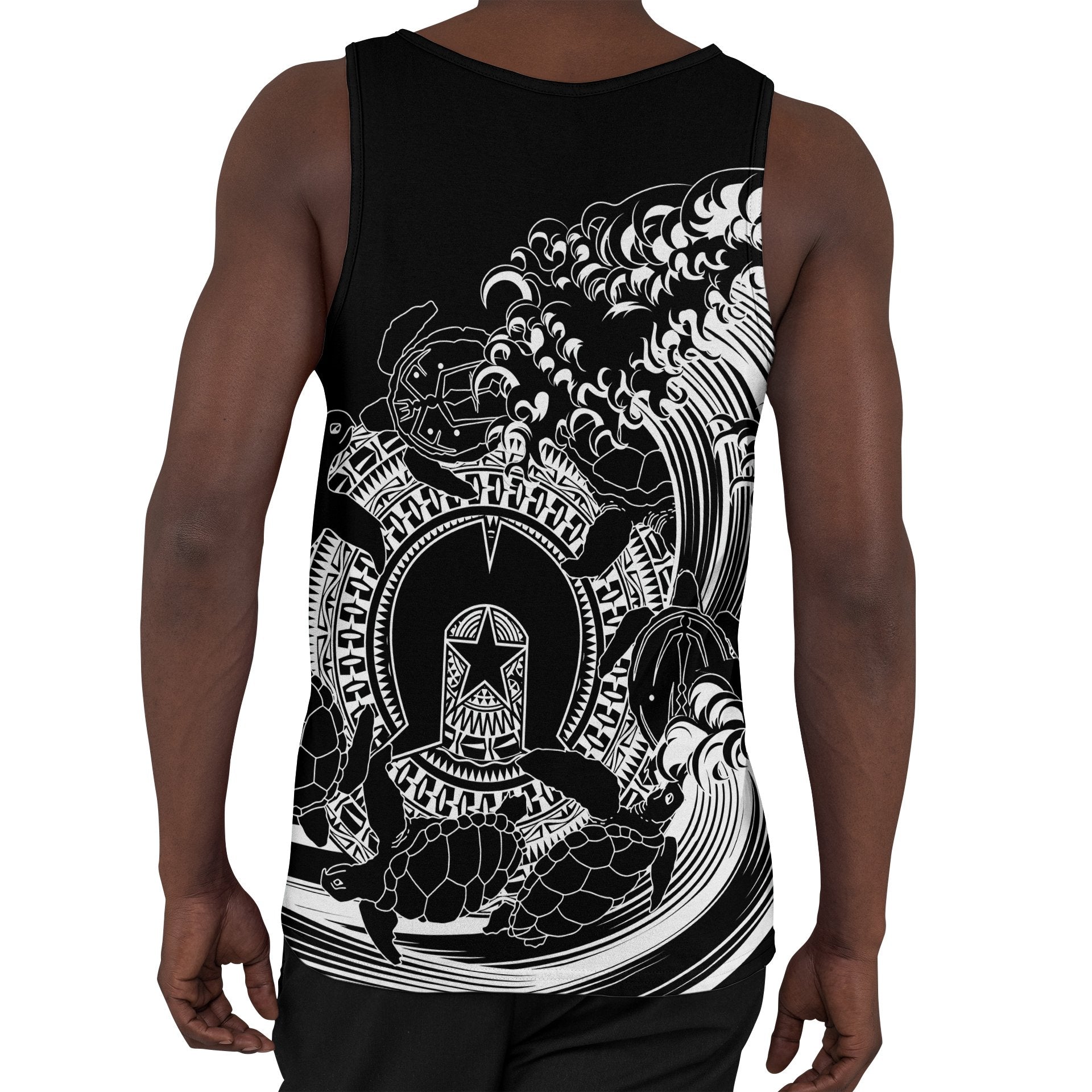 Custom Aboriginal Men's Tank Top, Torres Strait Islands in Wave (Black) - Vibe Hoodie Shop