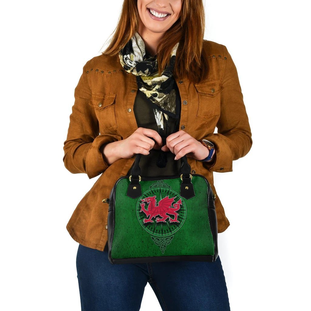 Wales Celtic Shoulder Handbag - Celtic Compass With Welsh Dragon - Vibe Hoodie Shop