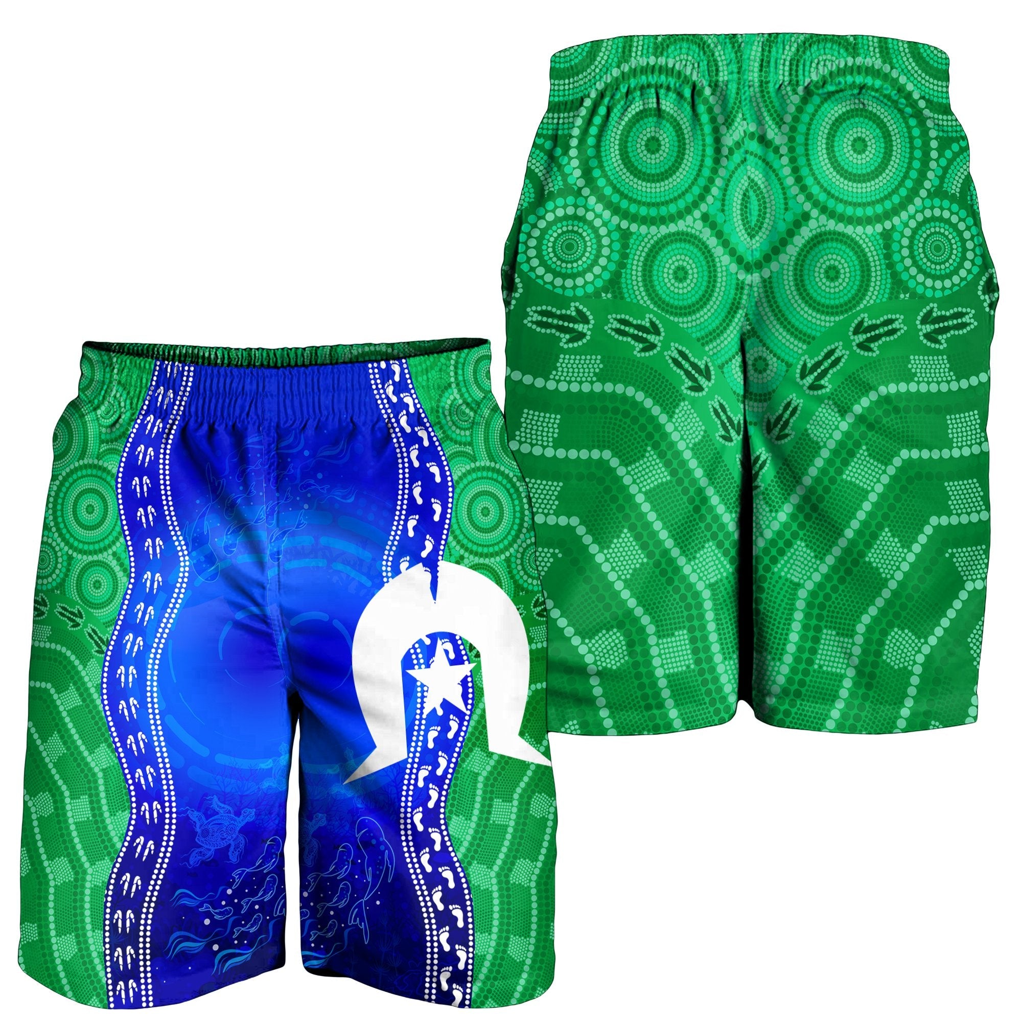 Torres Strait Islanders Men's Shorts - Torres Symbol With Aboriginal Patterns - Vibe Hoodie Shop