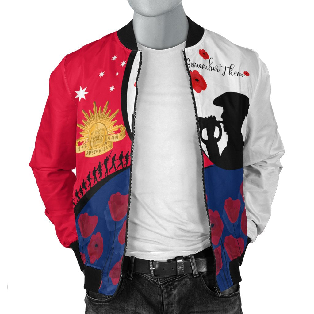 ANZAC Day Men's Bomber Jacket - We will remember Them - Vibe Hoodie Shop