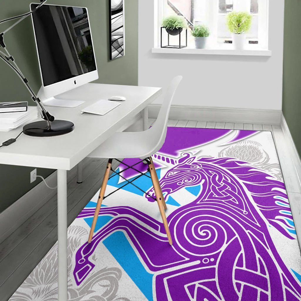 Celtic Scotland Area Rug - Scotland Unicorn and Thistle Pattern - Vibe Hoodie Shop