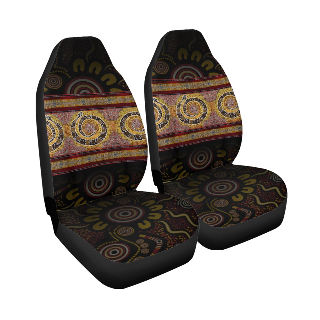 Aboriginal Car Saet Cover - Snake Dot Panting Art - Vibe Hoodie Shop