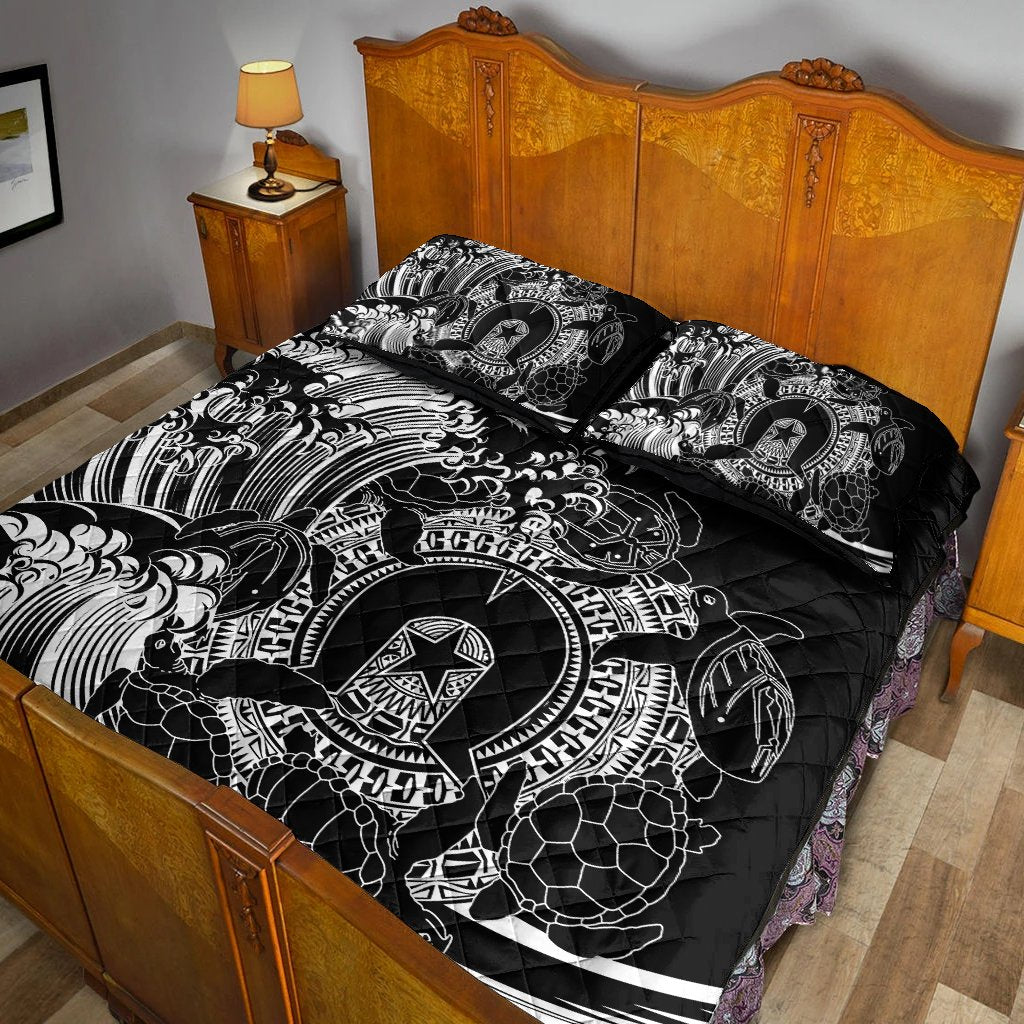 Custom Aboriginal Quilt Bed Set, Torres Strait Islands in Wave (Black) - Vibe Hoodie Shop