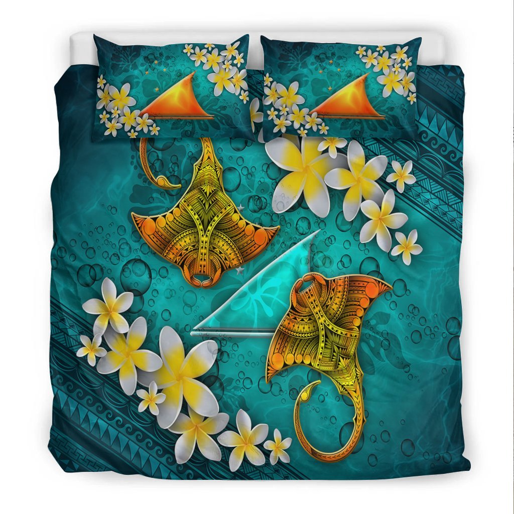 Tokelau Polynesian Bedding Set - Manta Ray Ocean - Vibe Hoodie Shop