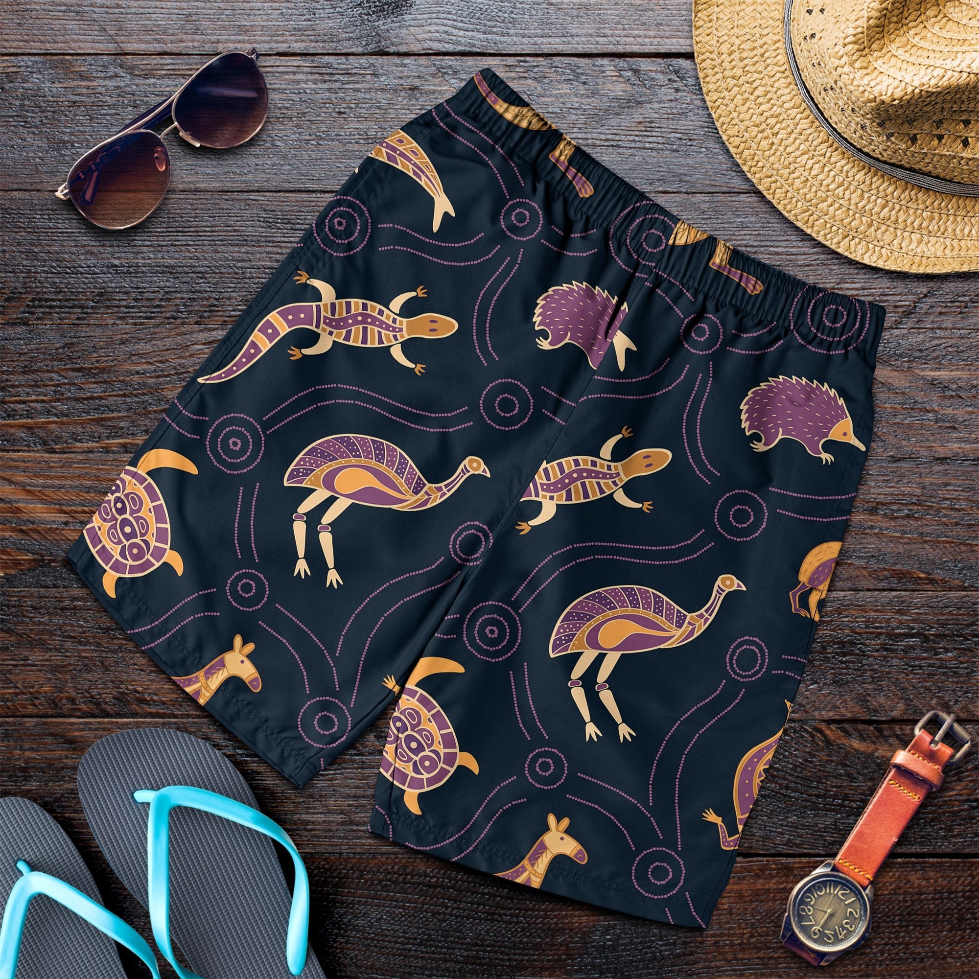 Men's Shorts - Indigenous Animals Patterns - Vibe Hoodie Shop