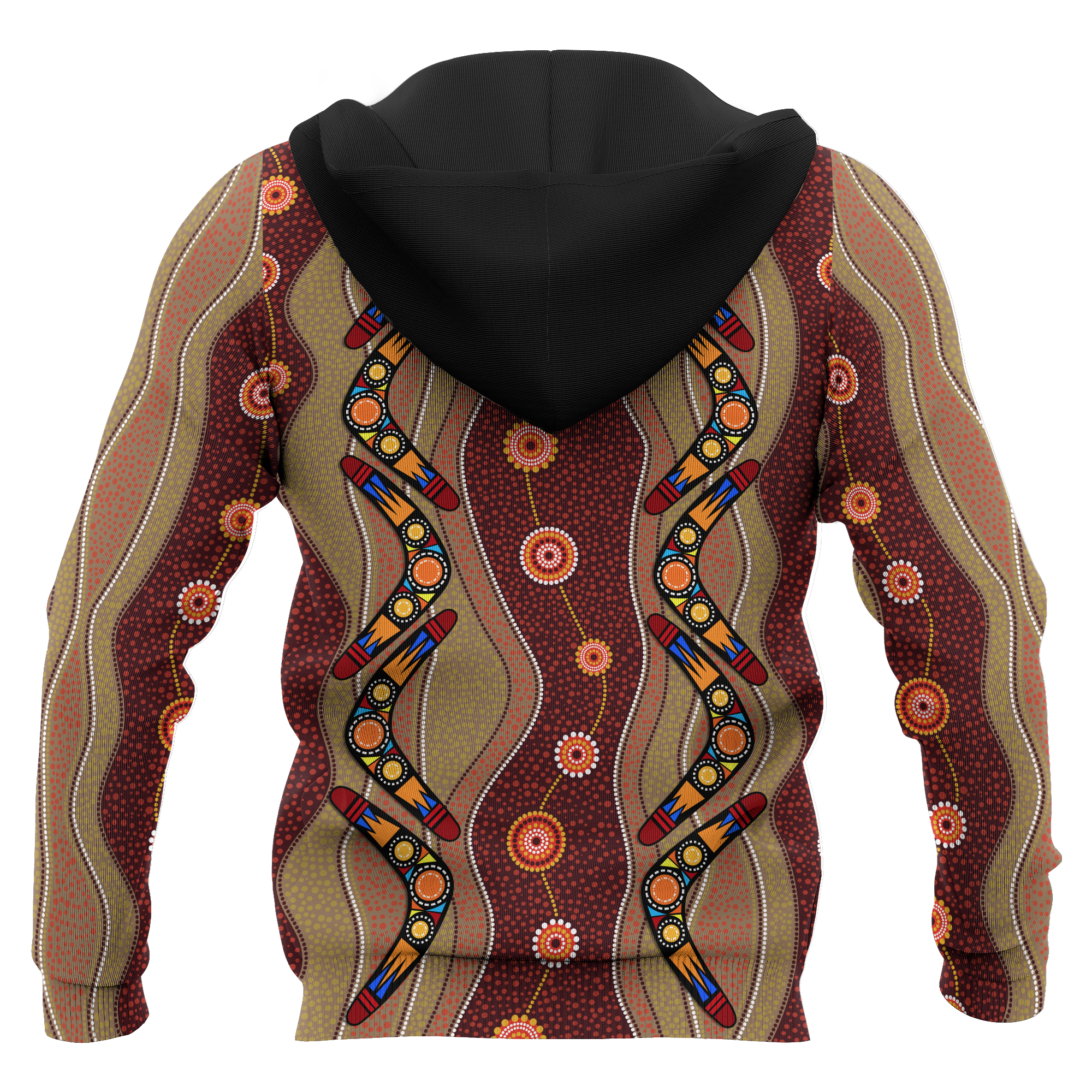 Aboriginal Hoodie, Boomerang Patterns Circle Dot Painting - Vibe Hoodie Shop