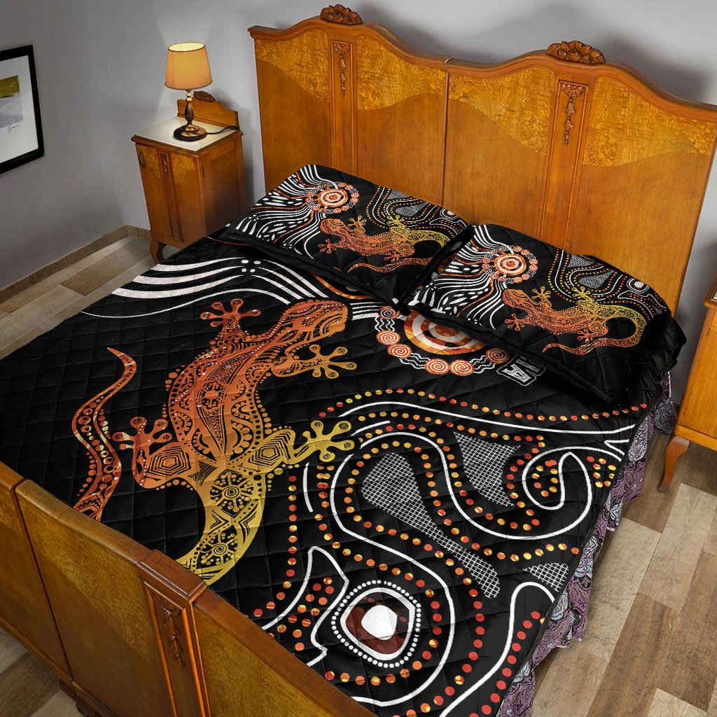 Aboriginal Quilt Bed Set - Lizard Sunshine - Vibe Hoodie Shop