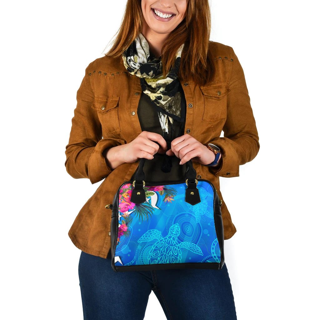 Shoulder Handbag - Torres Strait Blue Sea With Hibiscus - Vibe Hoodie Shop