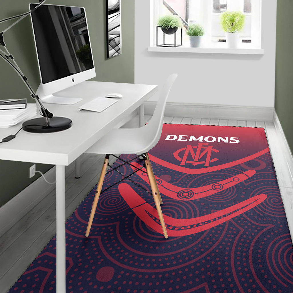 Melbourne Demons Area Rug - Aboriginal Dot Painting - - Vibe Hoodie Shop