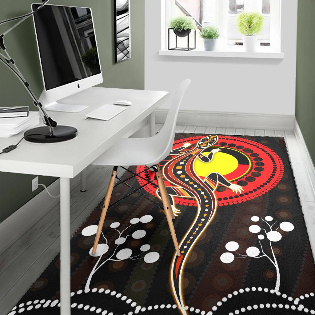 Aboriginal Area Rug - Lizard and Aboriginal Flag - Vibe Hoodie Shop