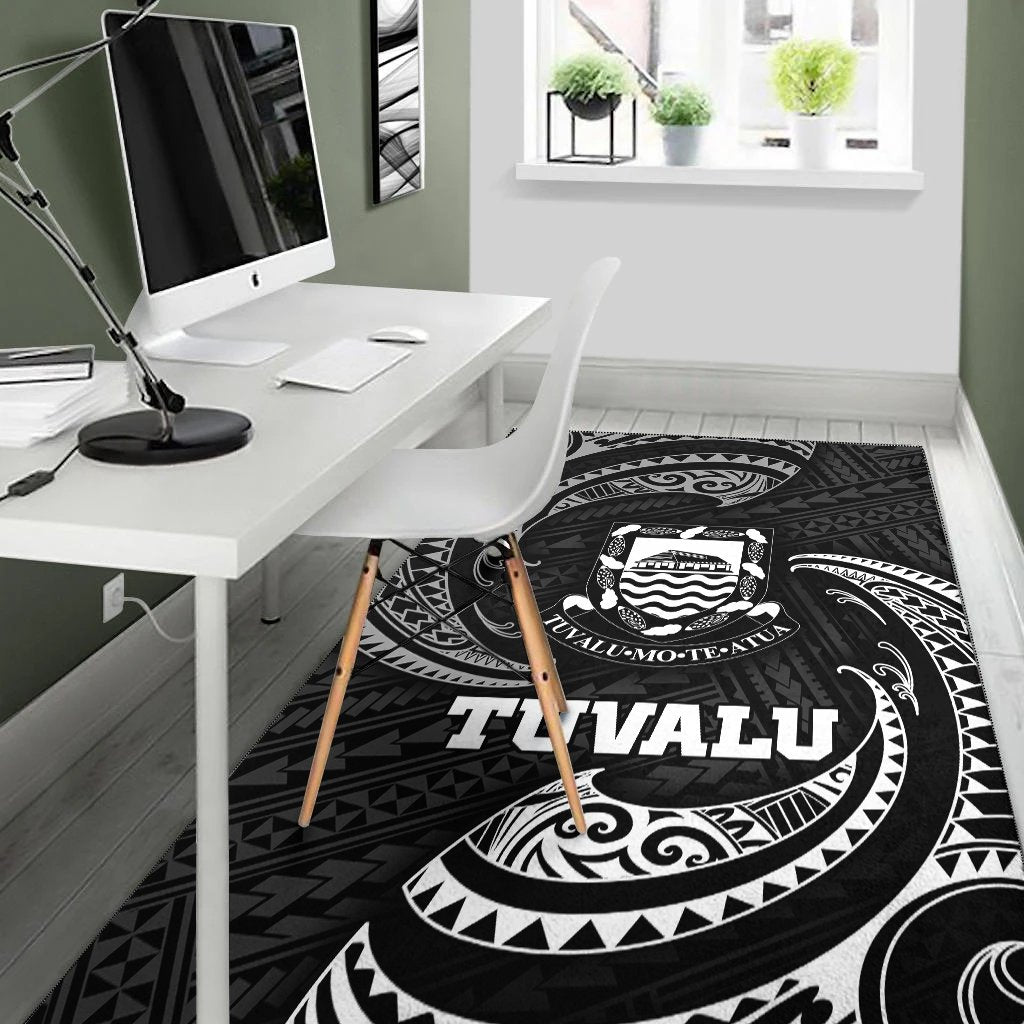 Tuvalu Polynesian Area Rug - White Tribal Wave - Vibe Hoodie Shop