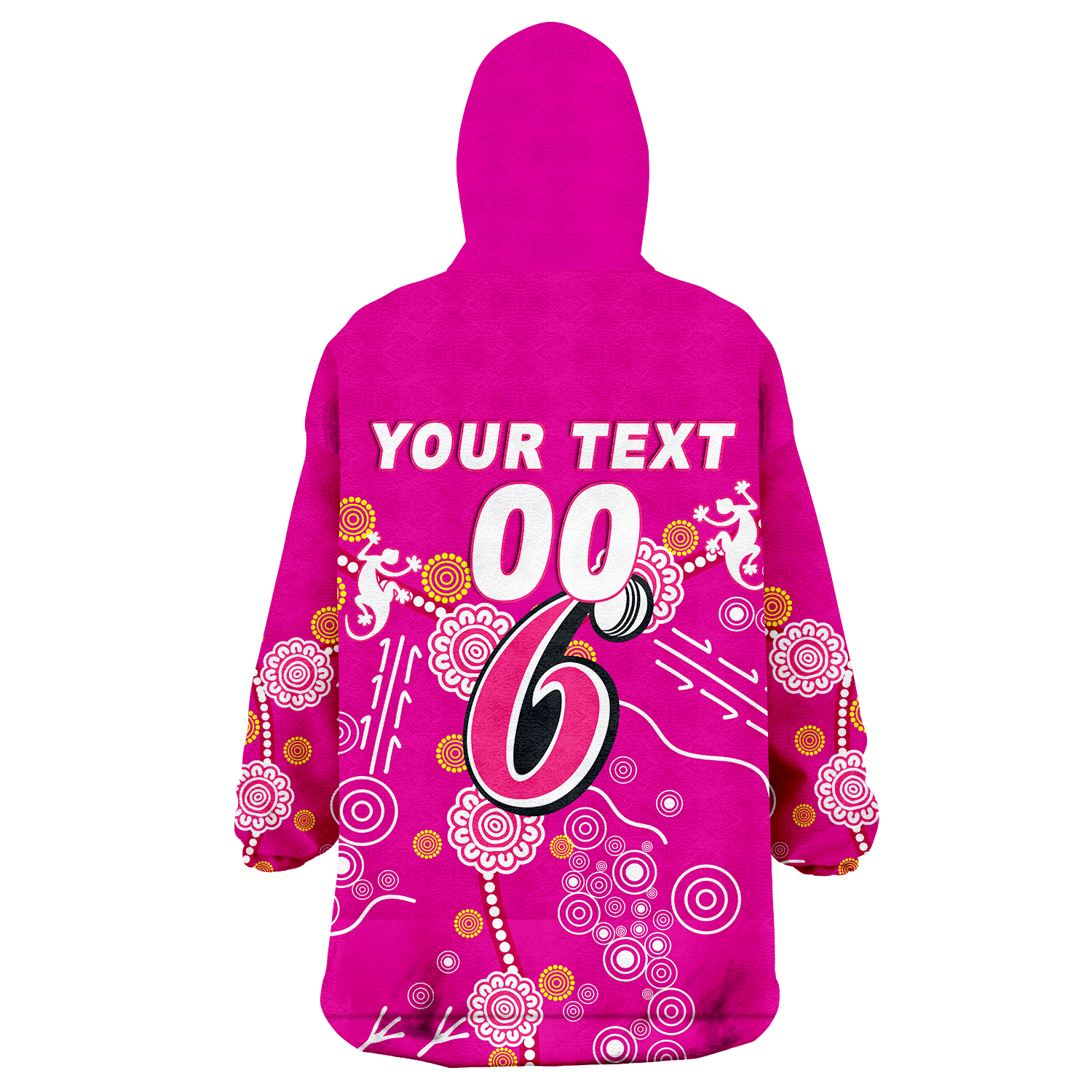 (Custom Personalised) Sydney Sixers Aboriginal Art Cricket 2022 Wearable Blanket Hoodie - - Vibe Hoodie Shop