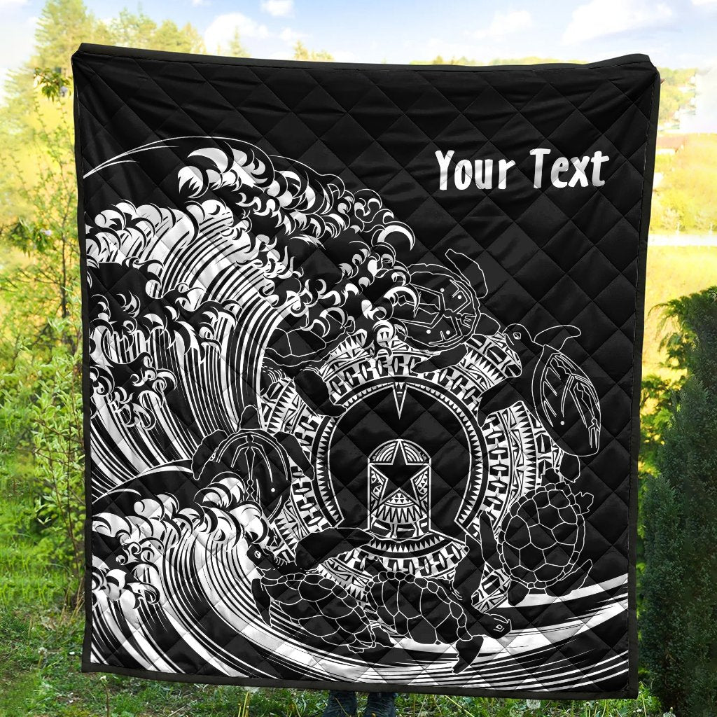 Custom Aboriginal Premium Quilt, Torres Strait Islands in Wave (Black) - Vibe Hoodie Shop